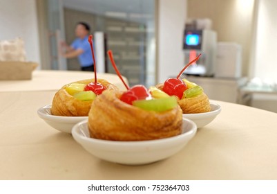 Mixed Fresh Fruit Danish Served For Breakfast