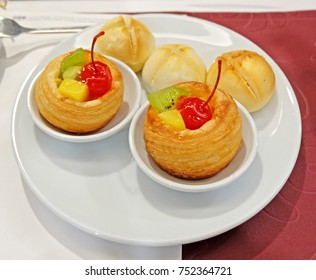 Mixed Fresh Fruit Danish Served For Breakfast