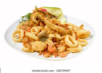 Mixed Fried Fish,shrimp, Squid And Octopus Fried 