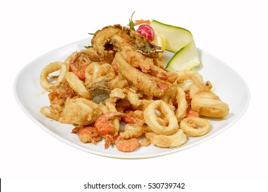 Mixed Fried Fish,shrimp, Squid And Octopus Fried 