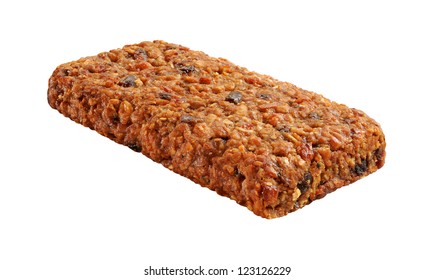 Mixed Fruit Cereal Bar Isolated On A White Background