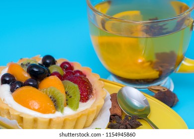 Mixed fruit pastry with cream - Shutterstock ID 1154945860