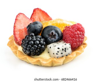 Mixed Fruit Tart Isolated On White Background