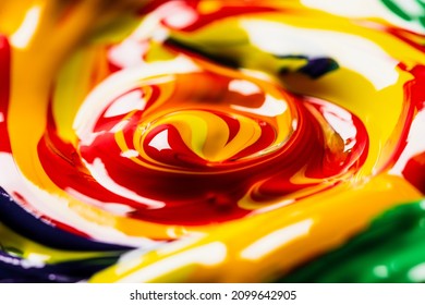 Mixed Glossy Thick Oil Paint, Abstract Bright Color Background