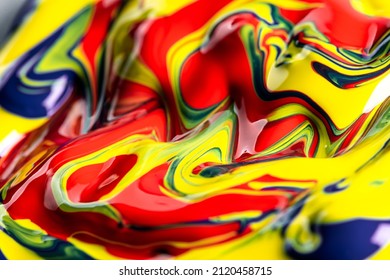 Mixed Glossy Thick Oil Paint, Abstract Bright Color Background