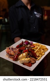 Mixed Grill With Meat, Sausages And Roasted Vegetables

