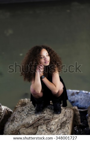 Similar – Portrait of a woman in a lake