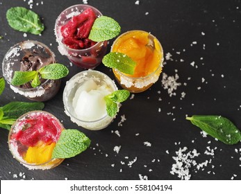 Mixed Ice Cream (sorbet) In Glass 