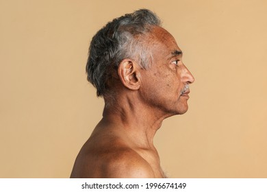 Mixed Indian Senior Man Side Profile Shot