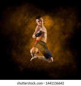 Mixed Martial Arts Fighter Mma Jumping Stock Photo 1441136642 ...