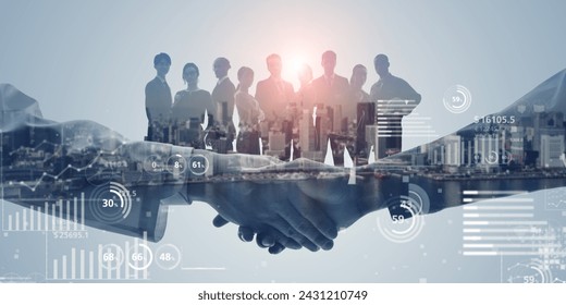 Mixed media of group of multinational people and statistics data concept. Management strategy. Global economy. Wide angle visual for banners or advertisements. - Powered by Shutterstock - Get 15% off with code: PIKWIZARD15