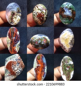 Mixed Moss Agate Cabochon Stone