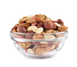 Mixed Nuts Bowl Isolated On White Background