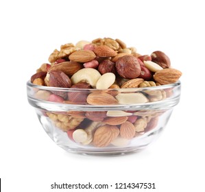 Mixed Nuts Bowl Isolated On White Background