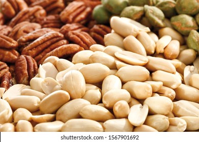 Mixed nuts, full format, peanuts, salted pistachios, pecan nuts