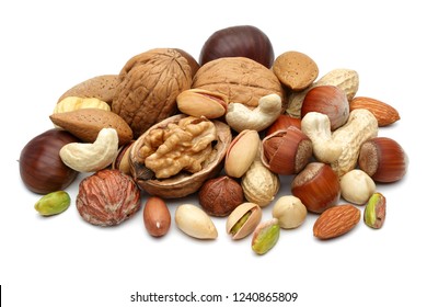 Mixed Nuts Isolated On White Background