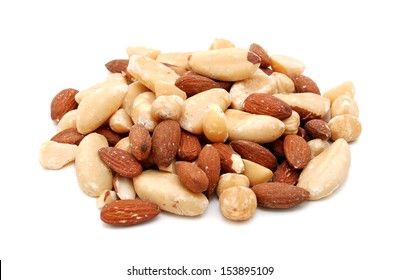 Mixed Nuts, Isolated On A White Background