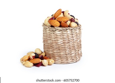 Mixed Nuts Isolated On The White Background