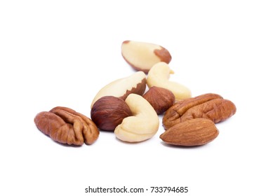 Mixed Nuts Isolated On White Background