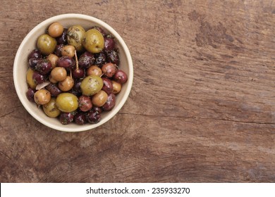 Mixed Olives Antipasto In Dish