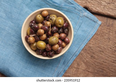 Mixed Olives Antipasto In Dish