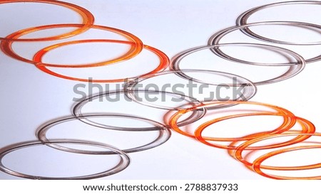 Mixed Orange and Silver Interlinked Rings Chain on White Background