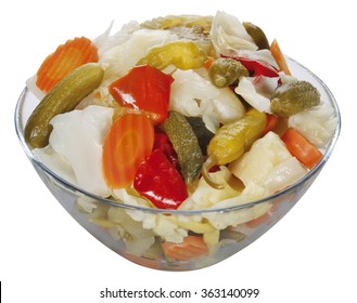 Mixed Pickles In Glass Bowl