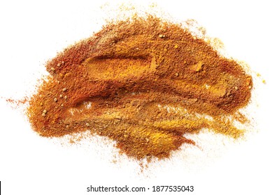 Mixed pile of red paprika, ginger, and turmeric (Curcuma) powder isolated on white background, top view - Powered by Shutterstock