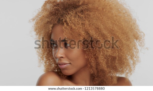 Mixed Race Black Blonde Model Curly Stock Photo Edit Now 1213578880
