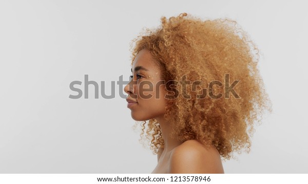 Mixed Race Black Blonde Model Curly Stock Photo Edit Now 1213578946