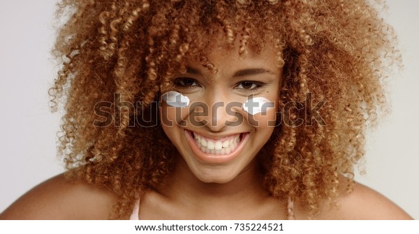 Mixed Race Black Woman Blonde Curly Stock Photo Edit Now 735224521