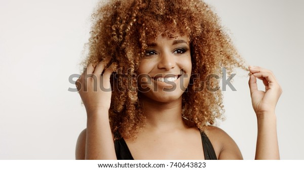 Mixed Race Black Woman Blonde Curly Stock Photo Edit Now 740643823