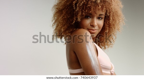Mixed Race Black Woman Blonde Curly Stock Photo Edit Now 740643937