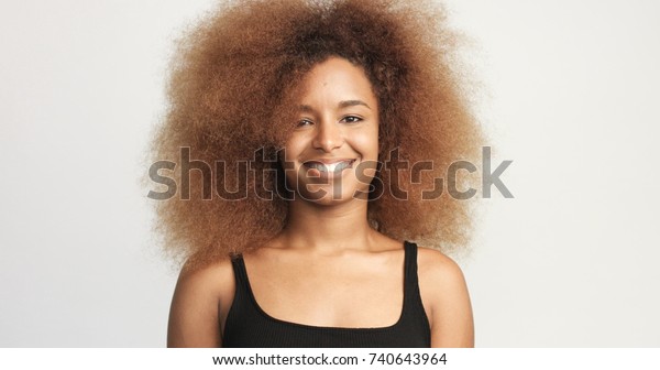 Mixed Race Black Woman Blonde Curly Stock Photo Edit Now 740643964