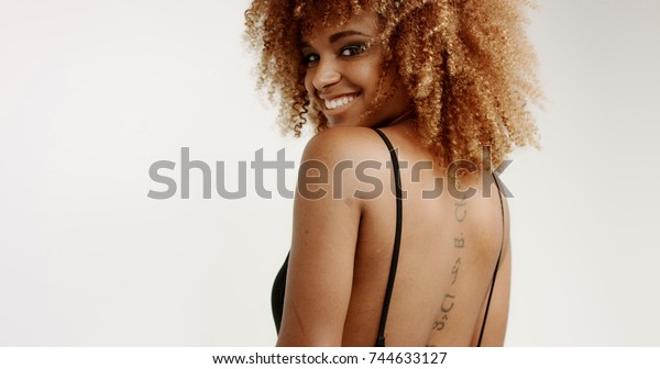 Mixed Race Black Woman Blonde Curly Stock Photo Edit Now 744633127