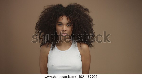 Mixed Race Black Woman Portrait Big Stockfoto Jetzt