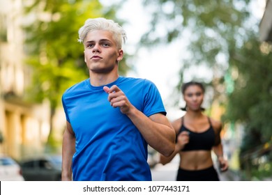 Mixed Race Couple Being Trained For Jogging