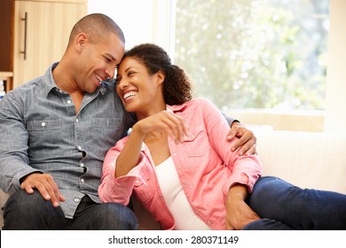 Mixed Race Couple At Home