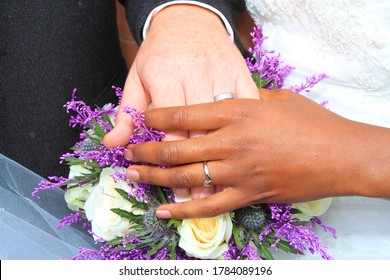 Mixed Race Wedding Couple Hands Shot