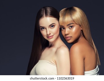 Mixed Races Women Beauty Portrait Caucasian Stock Photo