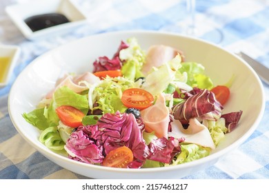 Mixed Salad In A Big White Plate