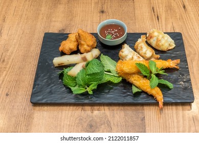 Mixed vegetable and shrimp tempura. ... It's a batter called tempura, and to bring it to fruition you only need three ingredients - Shutterstock ID 2122011857