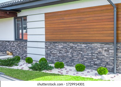 Mixed Wall Cladding Of A Private House