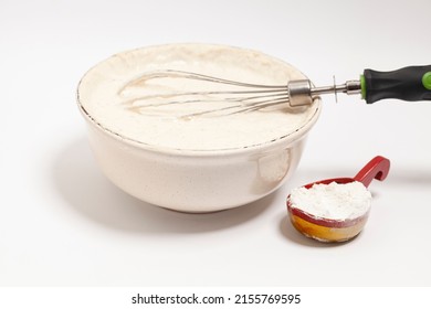 MIxing Baking Ingredients With Dry Yeast Isolated On White Background.