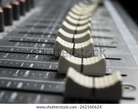 Mixing board faders , for music and sound , entertainment themes