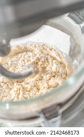 Mixing Bread Dough In A Stand-alone Kitchen Mixer To Bake Patriotic Cinnamon Twists.