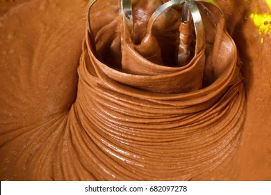 Mixing Cocoa Powder, Flour and Beaten Eggs. Making Chocolate Layer Cake. Series. - Powered by Shutterstock