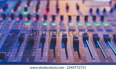 mixing console workplace during live event concert on stage show. mixer controller. 