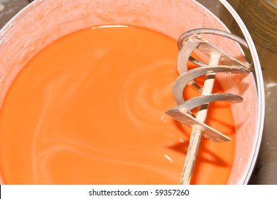 Mixing Paint In Bucket