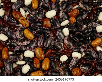 Mixture of assorted beans of different varieties, natural background